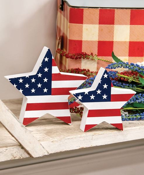 USA Flag Star Sitters - Set of 2