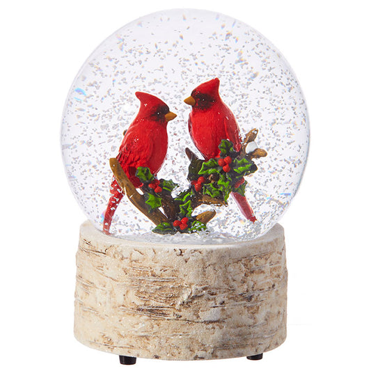 cardinal, snow globe, water globe, christmas, musical