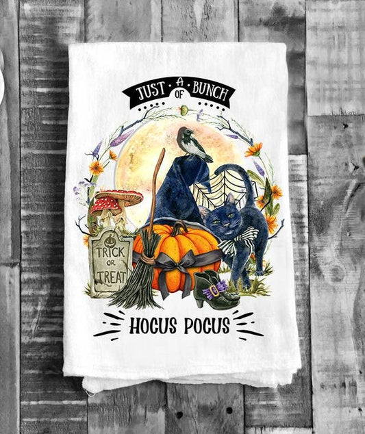 hocus, pocus, witch, tea towel, halloween, t-towel