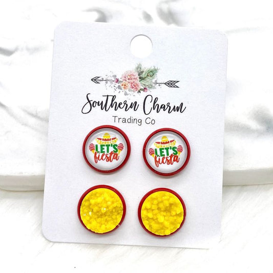 fiesta, earrings, sombero, mexican, yellow