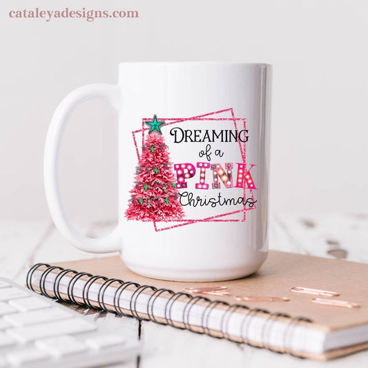 pink, christmas, mug