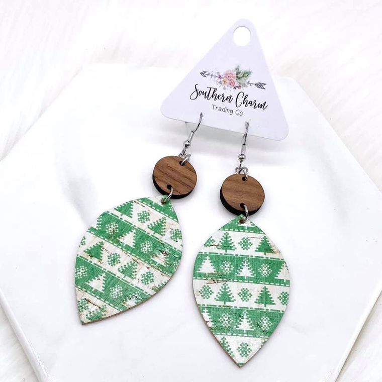 earrings, trees, christmas